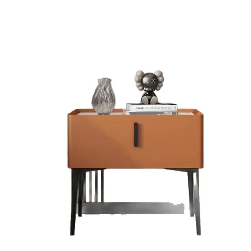 

Household, bedside table, modern, minimalist, solid wood, leather, Nordic, bedroom