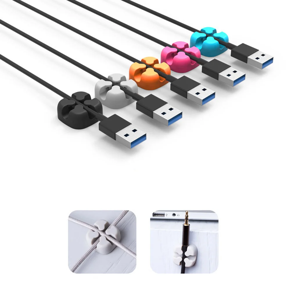 

5 pcs Silicone Cable Winder Compact Wire Organizer For Desktop Cable Management Strong Adhesive Cord Holder Clip Usb