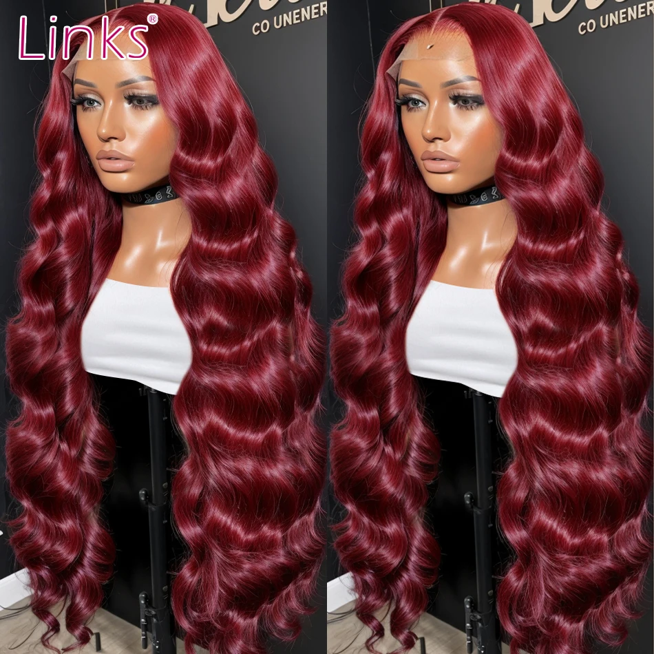 30 Inch 99J Burgundy Lace Front Wigs 220% Body Wave 5x5 HD Lace Closure Wigs Human Hair Wine Red Glueless Wigs Pre Cut Lace Wig