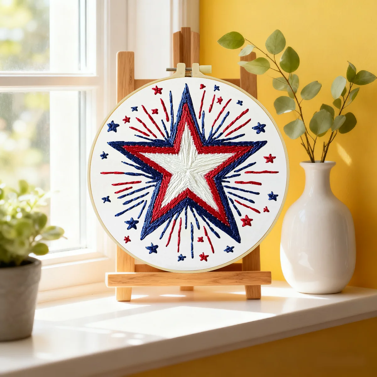 1pc 20X20CM/15X15CM 7.87/6.3inch Star Embroidery Starter Kit DIY Kit DIY Embroidery Kit Manualidades Needle Art Sewing Art