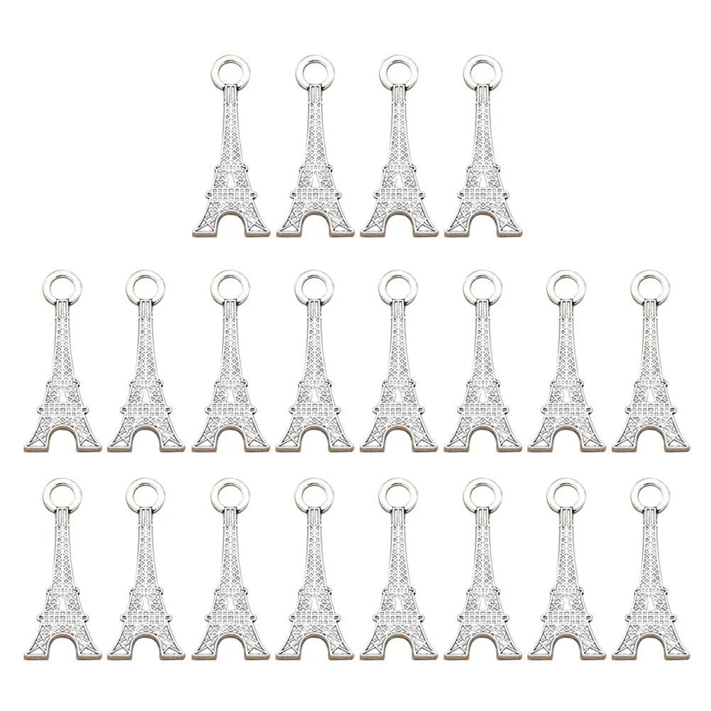 

20pcs Alloy Eiffel Tower Pendant Necklace Charms For Jewelry Making Diy Crafts Durable Unique Design Memorial Accessory