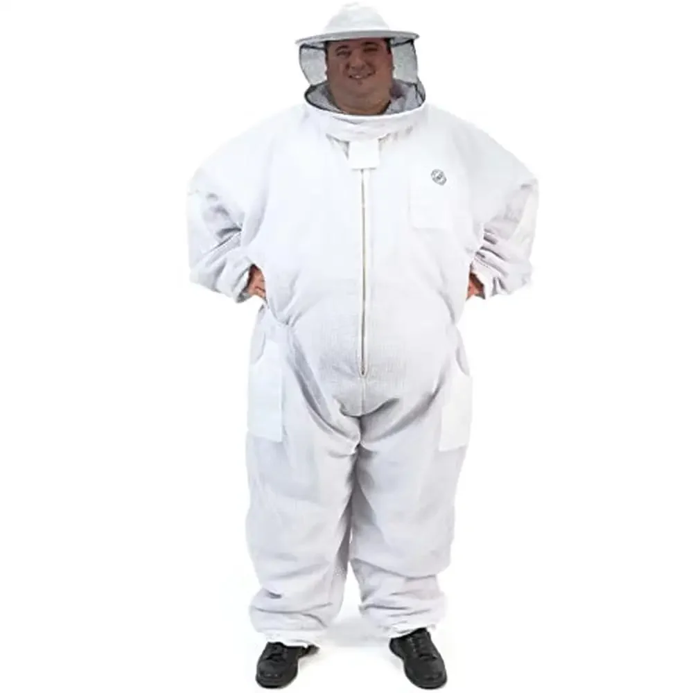 

Tall Aerated Aero Beekeeping Suit Round Veil Brass Zippers Polycotton Pockets Deluxe Canvas Case Ultra-Breathable Synthetic