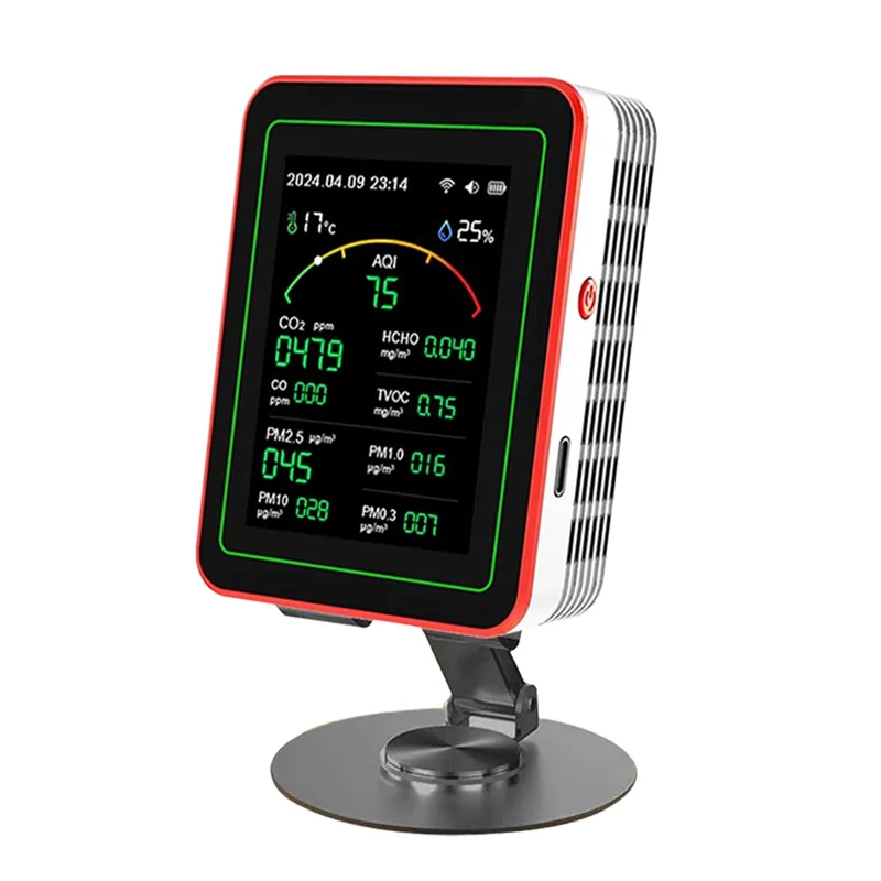 

T82C Лидер продаж-детектор качества воздуха CO2/CO/TVOC/HCHO/PM2.5/Temp/Humi тестер температуры и влажности Multi Clock B