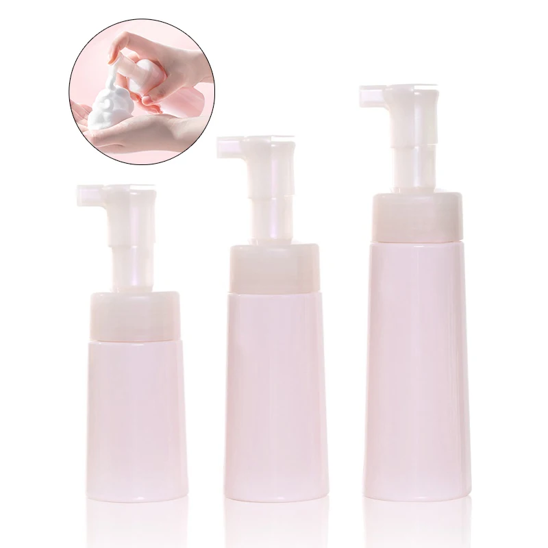 100/150/200ml Foaming Bottle Portable Cleanser Mousse Empty Refillable Bottles With Dust Cover PET Tapered Soap Pump Bottles