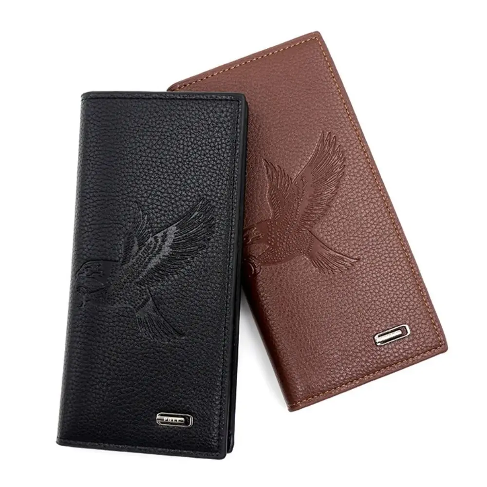 High Quality Waterproof Men's Long Wallet with Zipper Solid Color 3 Fold Wallet Contracted Delicate Card Wallet Male