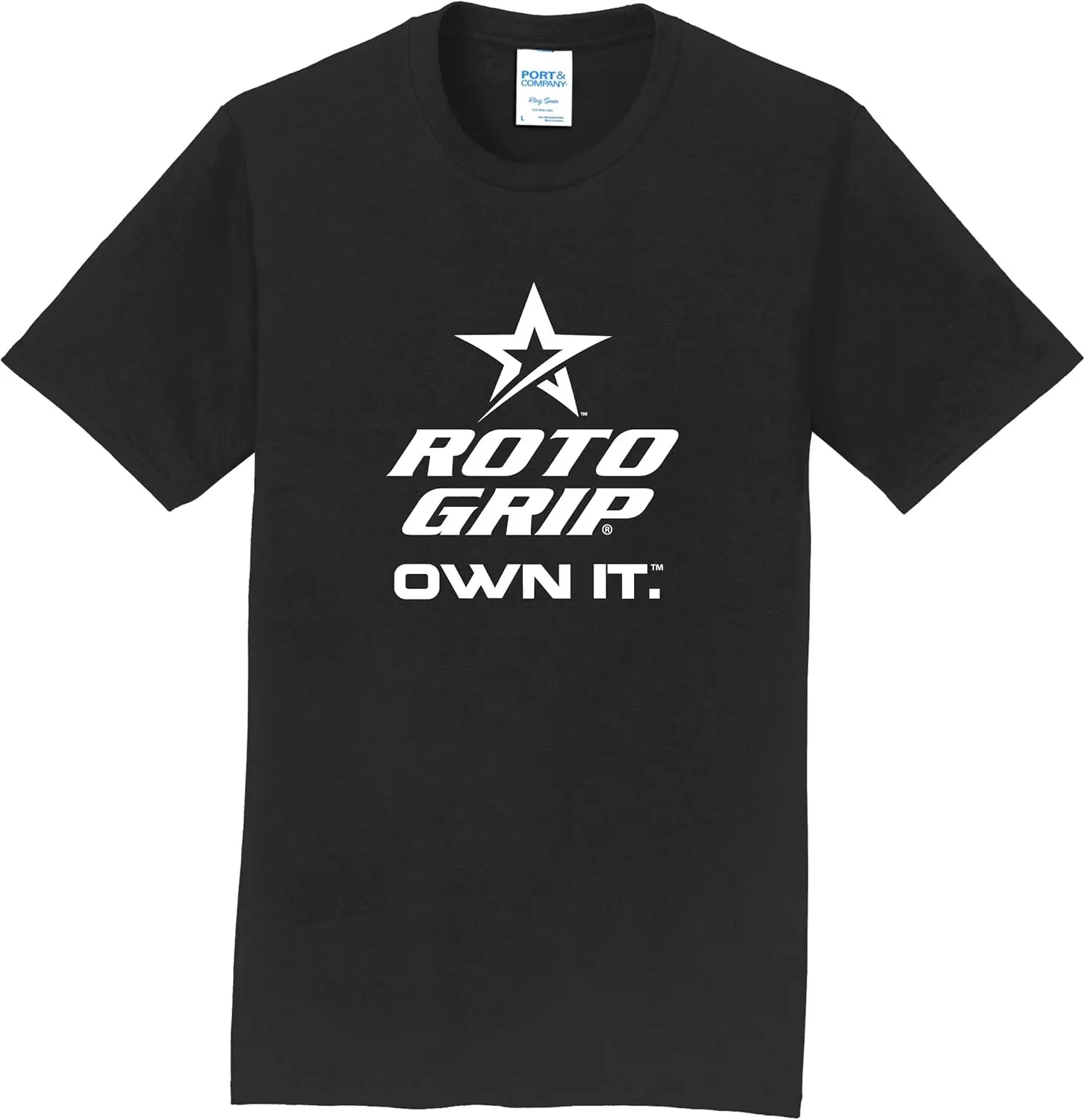 Black T-Shirt 100% Cotton - Roto Grip Bowling - White Roto Grip Logo - Design 00AU