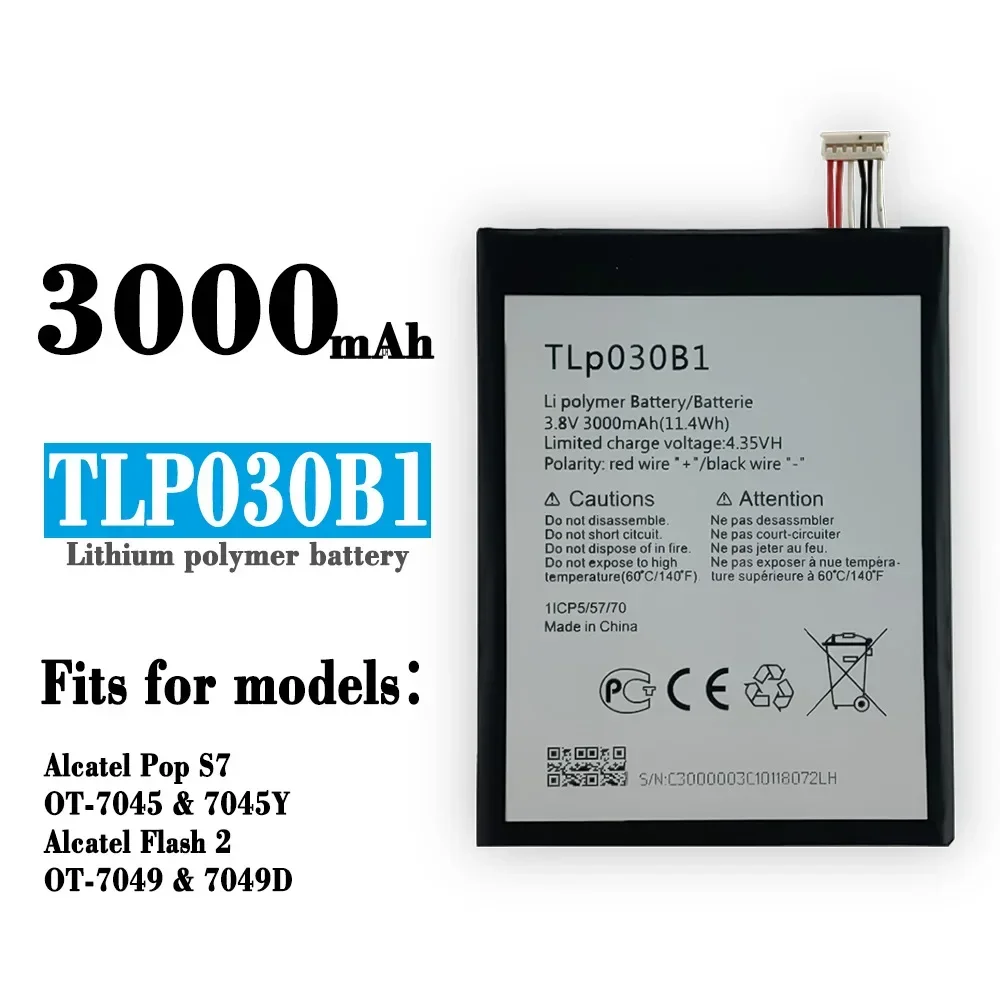 

TLP030B1 TLP030B2 Аккумулятор для Alcatel Pop S7 Flash Plus 2 II OT-7049D-7045 7049D 7045Y 3000 мАч Аккумуляторы для мобильных телефонов