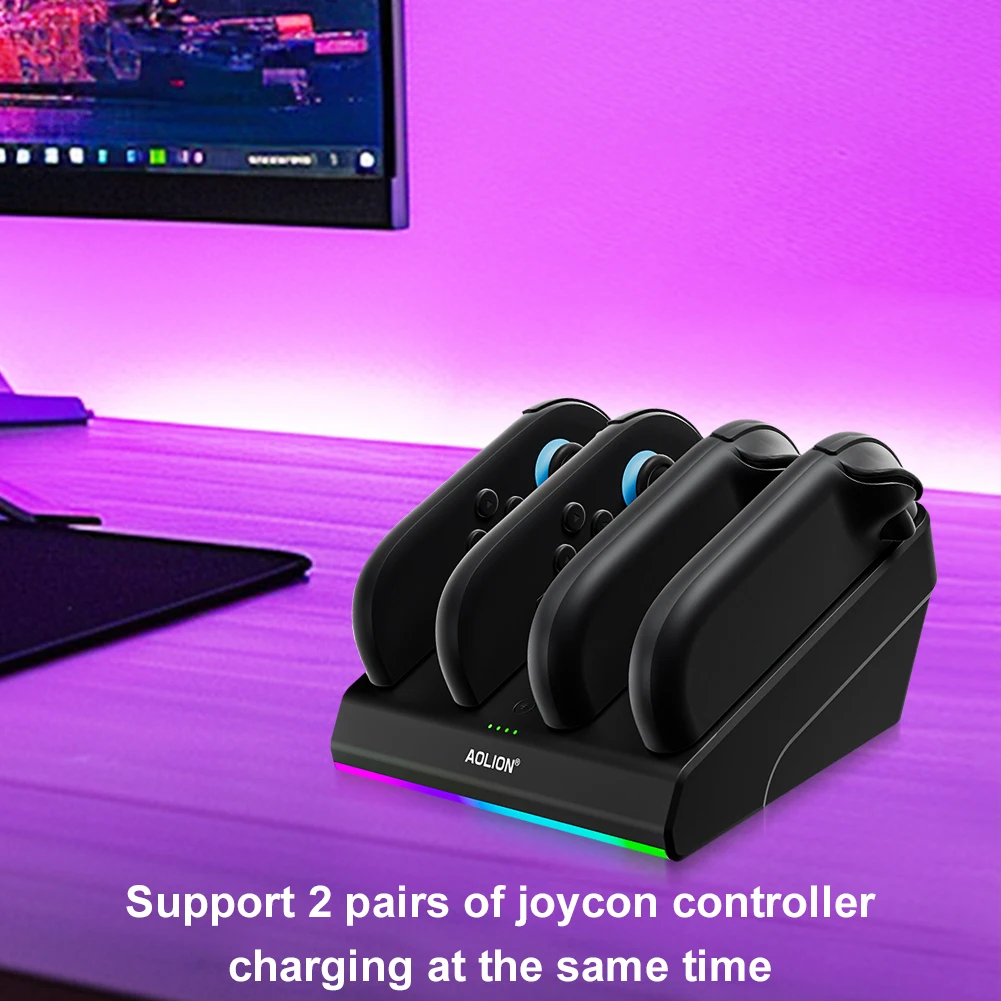Зарядное устройство контроллера с RGB-подсветкой, зарядная док-станция, подставка для зарядного устройства для Nintendo Switch2, аксессуары Joy-Con