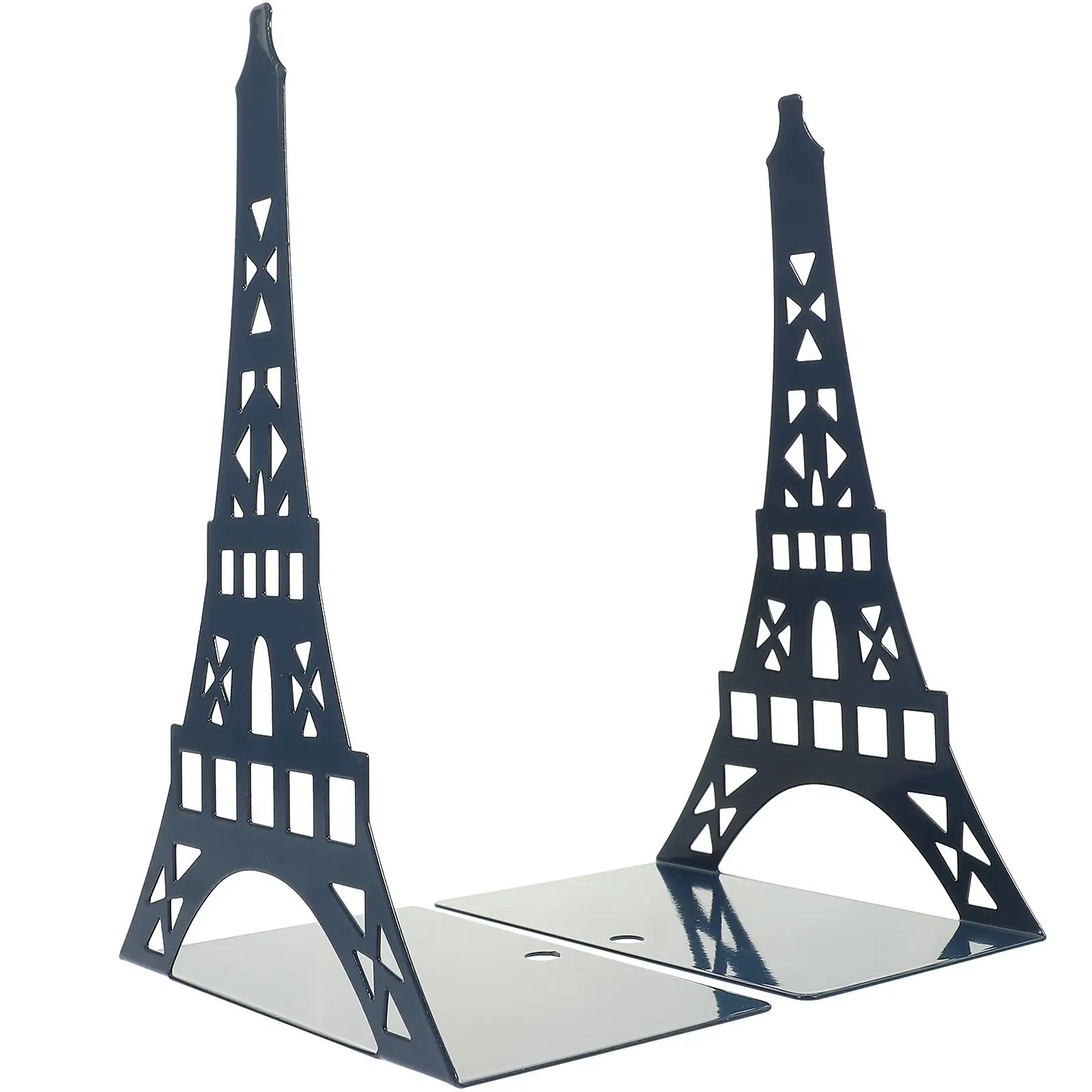 2Pcs Metal Bookends Tower Shape Desktop ganizer Blue Crafted Sturdy Notebook Holder For Shelves Study Library