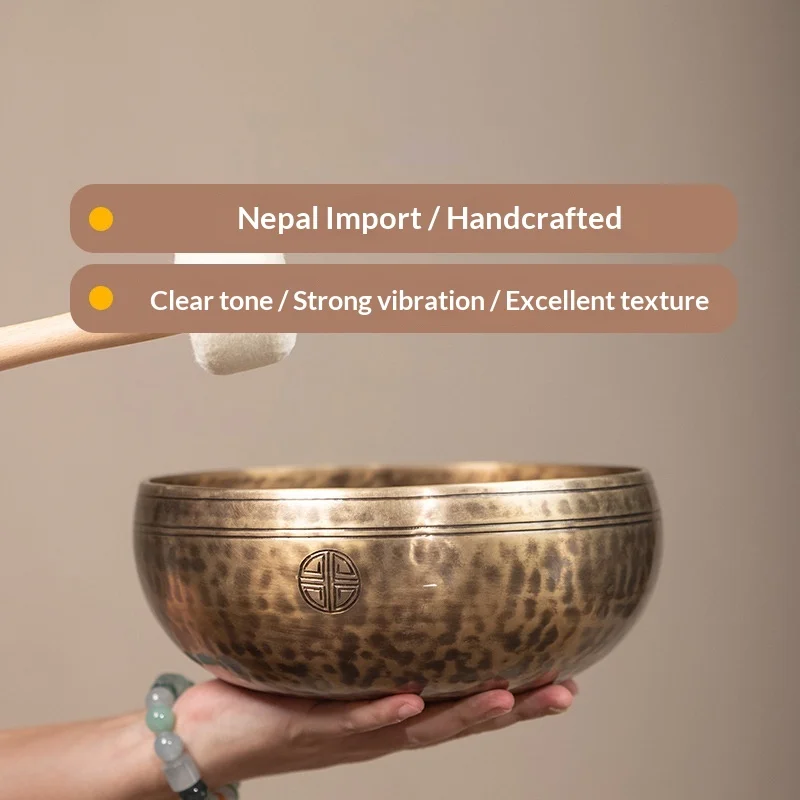 

Непальская чаша ручной работы в полнолуние, большая профессиональная тибетская чаша, медная чаша с колокольчиком, чаша для медитации для йоги, настольный орнамент, перкуссия
