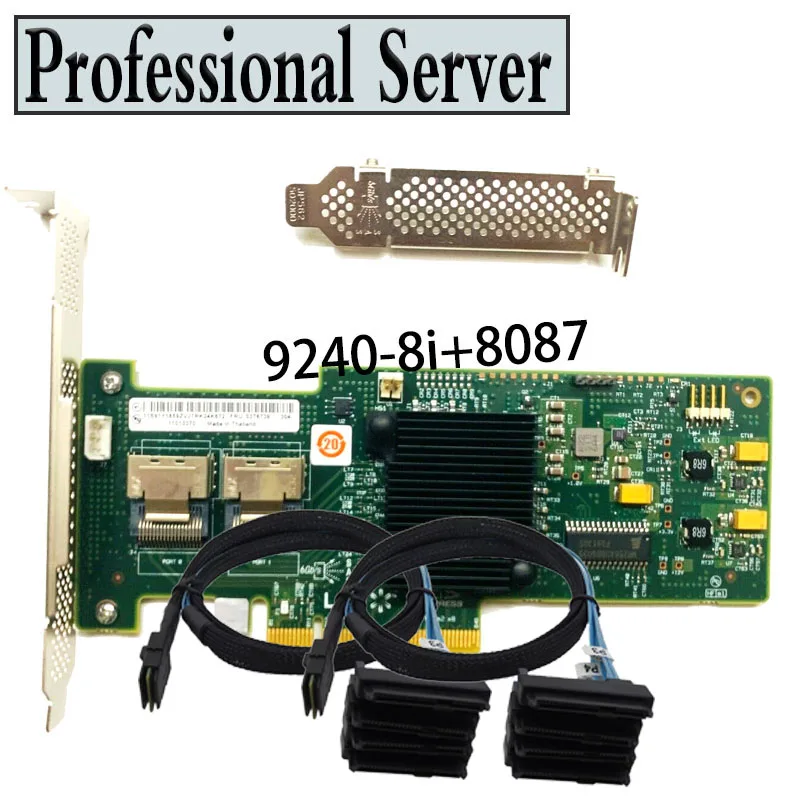 LSI 9240-8i 6Gbps SAS HBA 9211-8i HBA FW:P20 9211-8i IT Mode PCIe Expander Card unRAID 2* SAS cable