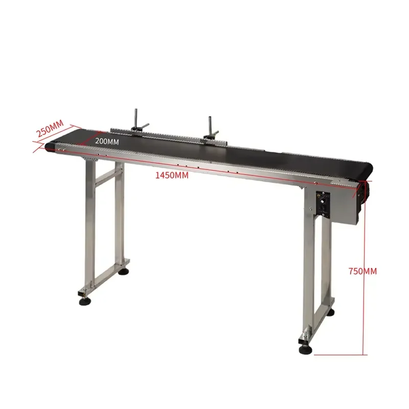 

Adjustable Speed Rubber PVC Portable Conveyor Belt with Double Guardrail for Yaomatec Code Inkjet Printer Industry Production