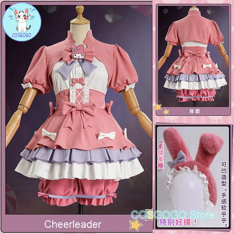 Cosgogo Spiel Identität v Cheerleader Cosplay Kostüm Frauen rosa Kleid Party Anzug Halloween Karneval Uniformen Anime Kleidung Tasche