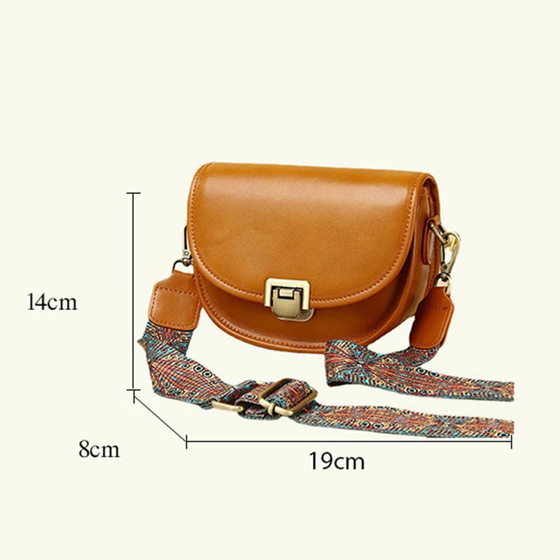 Female Half Round Saddle Bag Women Genuine Leather Messenger Bags Lady\'s Solid Color Vegetable Tanned Leather Shoulder Bag 2023