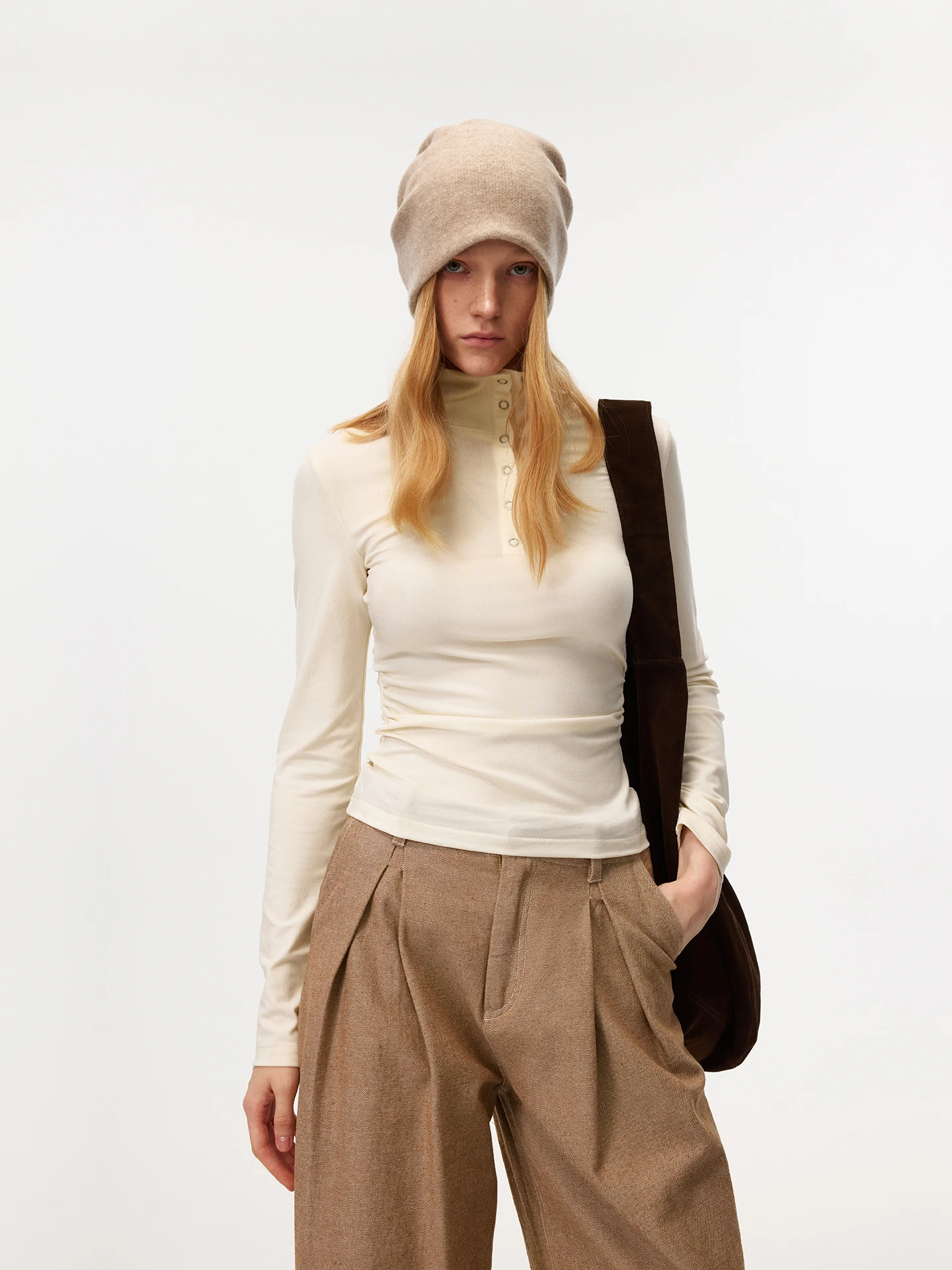 

Женская футболка с длинным рукавом BGT, воротником-стойкой, шелковым шнурком, облегающая, вязаная, базовый слой, повседневный топ с круглым вырезом