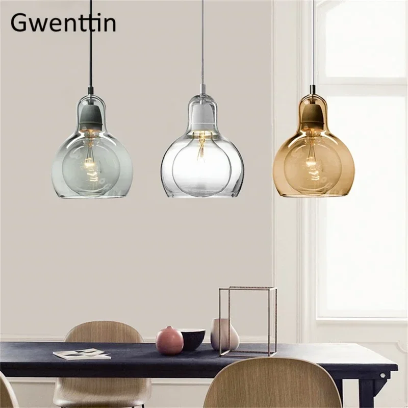 Modern Glass Pendant Light Nordic Hanging Lamp Gourd Hanglamp for Living Room Kitchen Lighting Fixture Deco Chandelier Luminaria