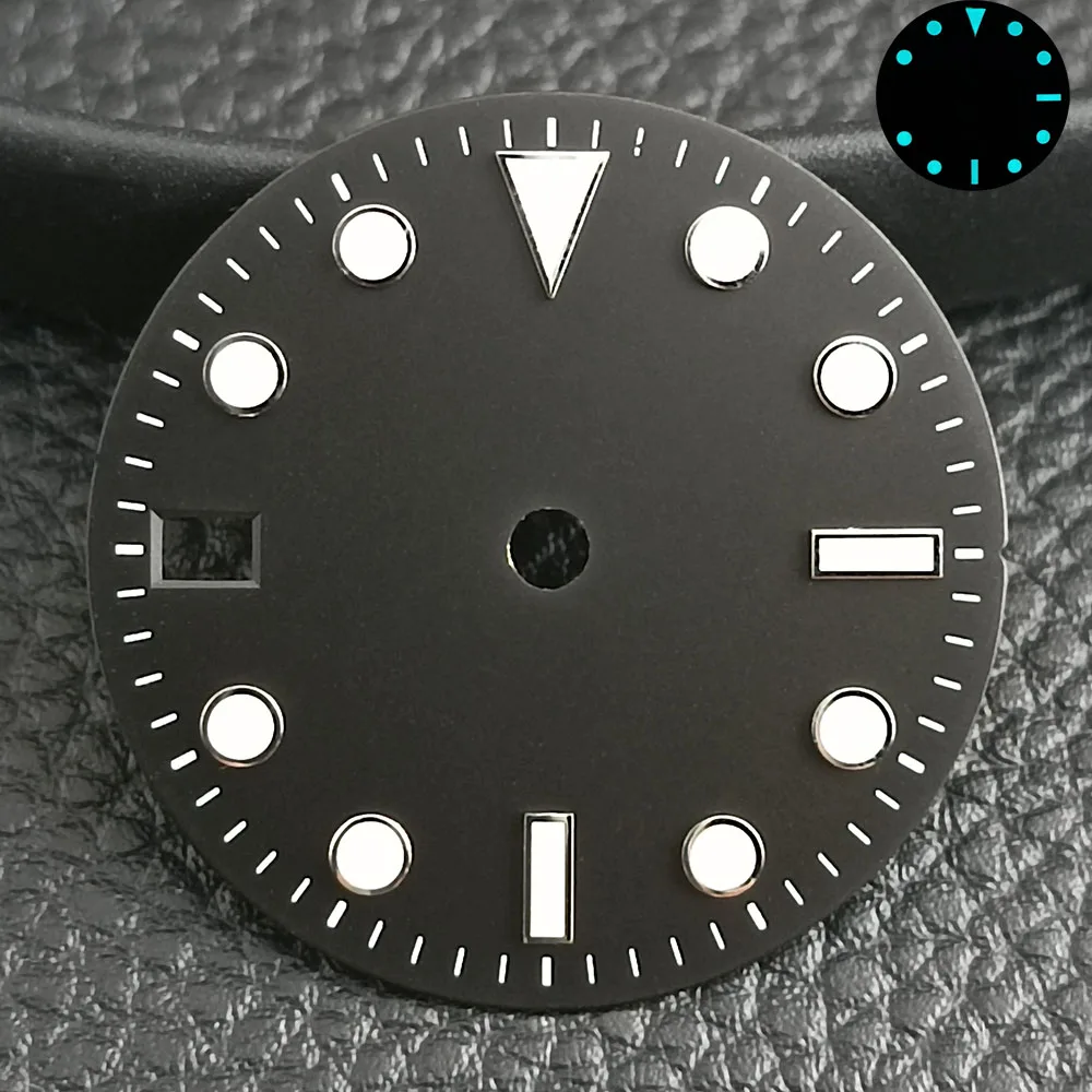 GMT Dial NH34 Meteorite Pattern Design 28.5mm Left Hand GMT Dial Blue Glow Custom Logo Case Parts