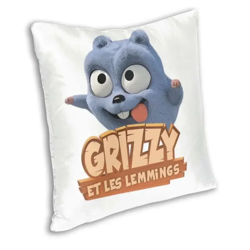 Happy Grizzy And The Lemmings Cushion Cover Sofa Home Decor Cartoon Lemmings Bear Square Throw Pillow Cover 45x45cm