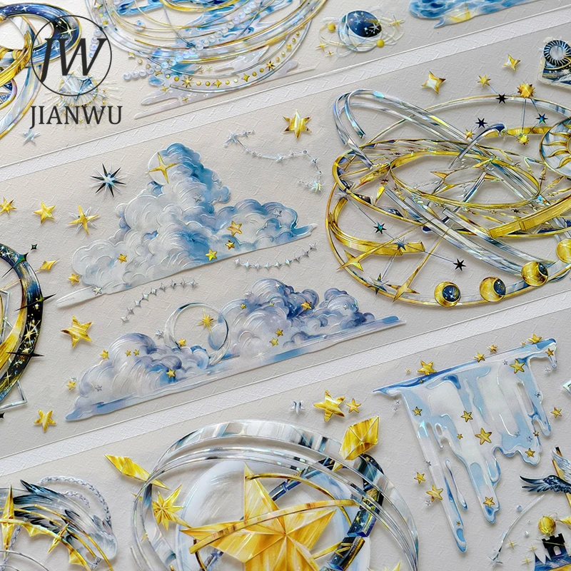 

Лента ПЭТ JIANWU 65мм*5м, винтажная, с изображением звездного неба, молочной дороги и пейзажей, для коллажей, скрапбукинга, творчества, DIY, для дневников и канцелярских товаров