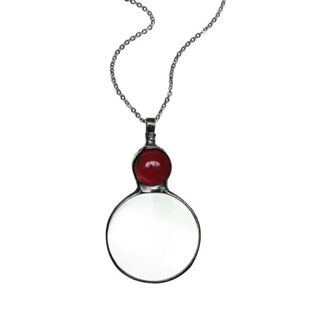 Metal Circular Magnifying Glass Pendant Reading Amplifier Fashion Sweater Chain Pendant BoHo Style Portable