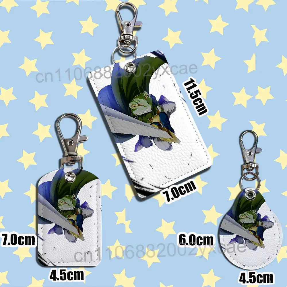 Frog red Crono Chrono Trigger Cartoon Movie Singer Game Anime Leather Card Holder Can Store Access Control ID Card Subway case image 4