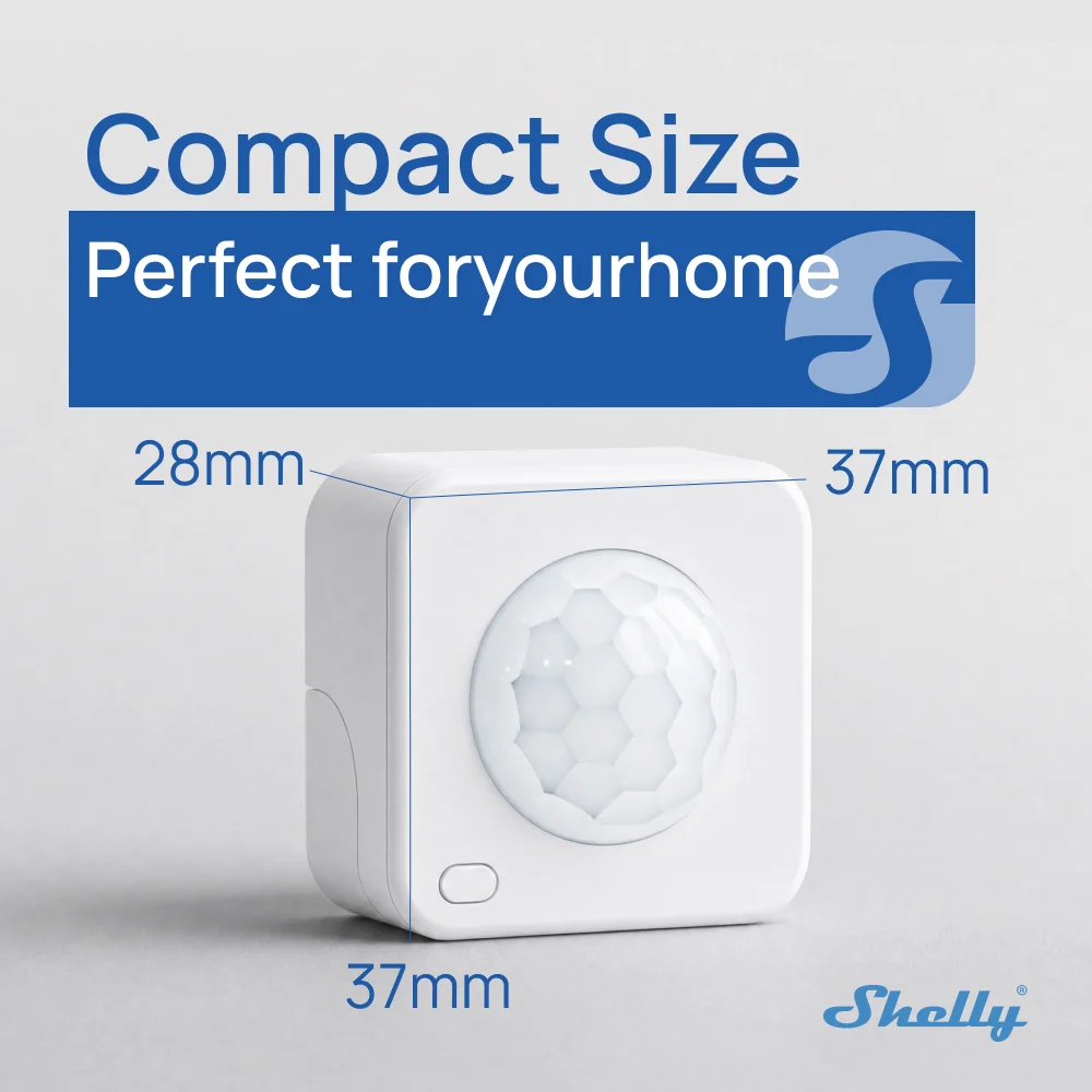 Shelly BLU Motion ZB Bluetooth Detector Zigbee Motion Alarm LUX Sensor 9m Range Secure Encryption Intelligent Scenes