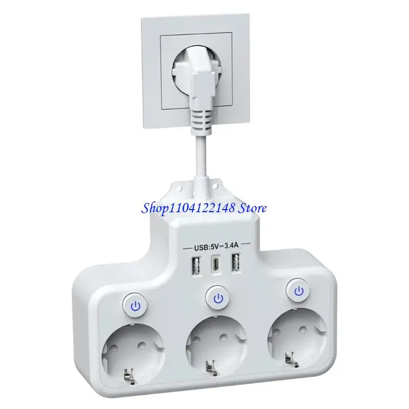 P9FA Traveling Power Strips 3AC Outlets And USB C/USB Port For Multiple Devices Charging Overloads, Overvoltage Protections