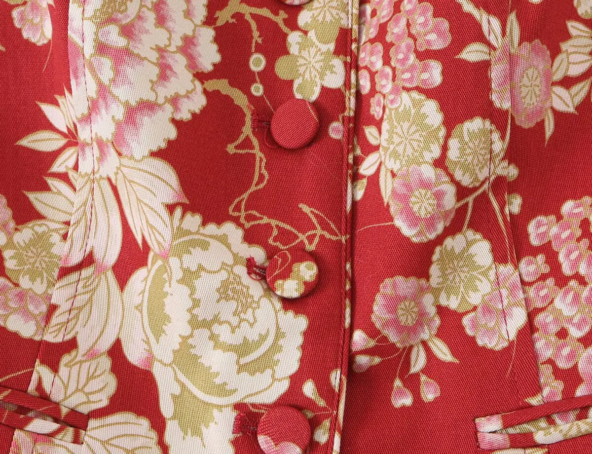 KLKXMYT Lässige, schicke Damenweste mit Blumenmuster, einreihig, modisches Oberteil, Sommer 2026, Kurzarm-Streetwear-Weste. – Detail 7