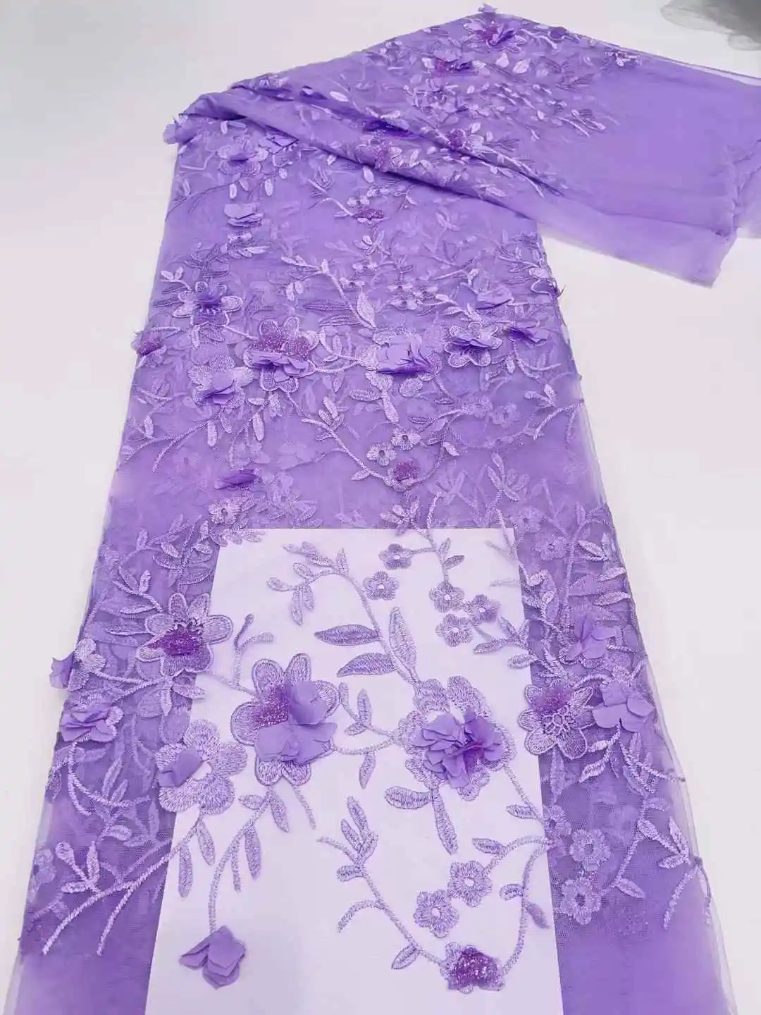 مكارثي الأفريقي أقمشة الدانتيل 2025 جودة عالية جديد النيجيري ثلاثية الأبعاد زهرة تول البوليستر أقمشة الدانتيل لفستان الحفلات XHA37HN