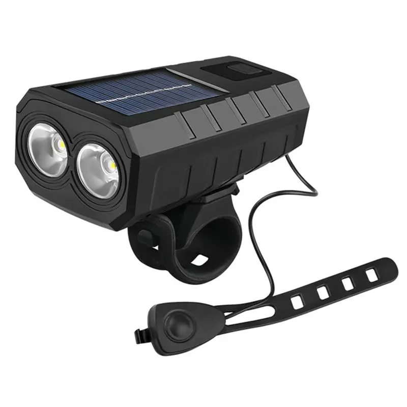 A07T-Solar Bicycle Light 2400Mah USB Rechargeable Power Display MTB Mountain Road Bike Front Lamp With Horn Flashlight