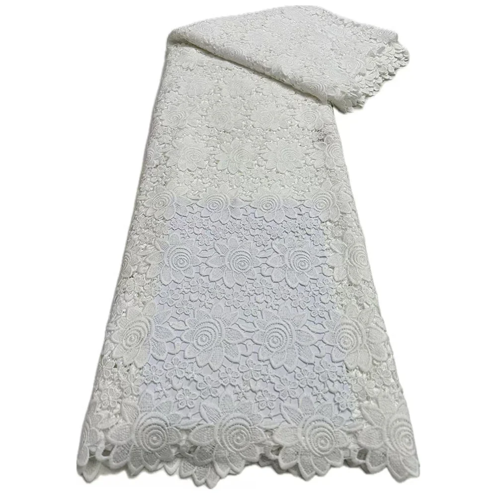 

African Guipure cord lace fabric high quality Bridal Lace Fabric 2025 Luxury Nigerian cord Lace Fabric Couture Materiel