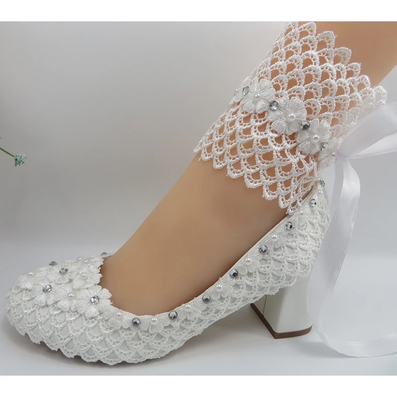 BaoYaFang Nuovo Arrivo tacco Alto piattaforma scarpe Bianco Fiore Delle Donne scarpe da sposa cinturino alla caviglia con la Cinghia