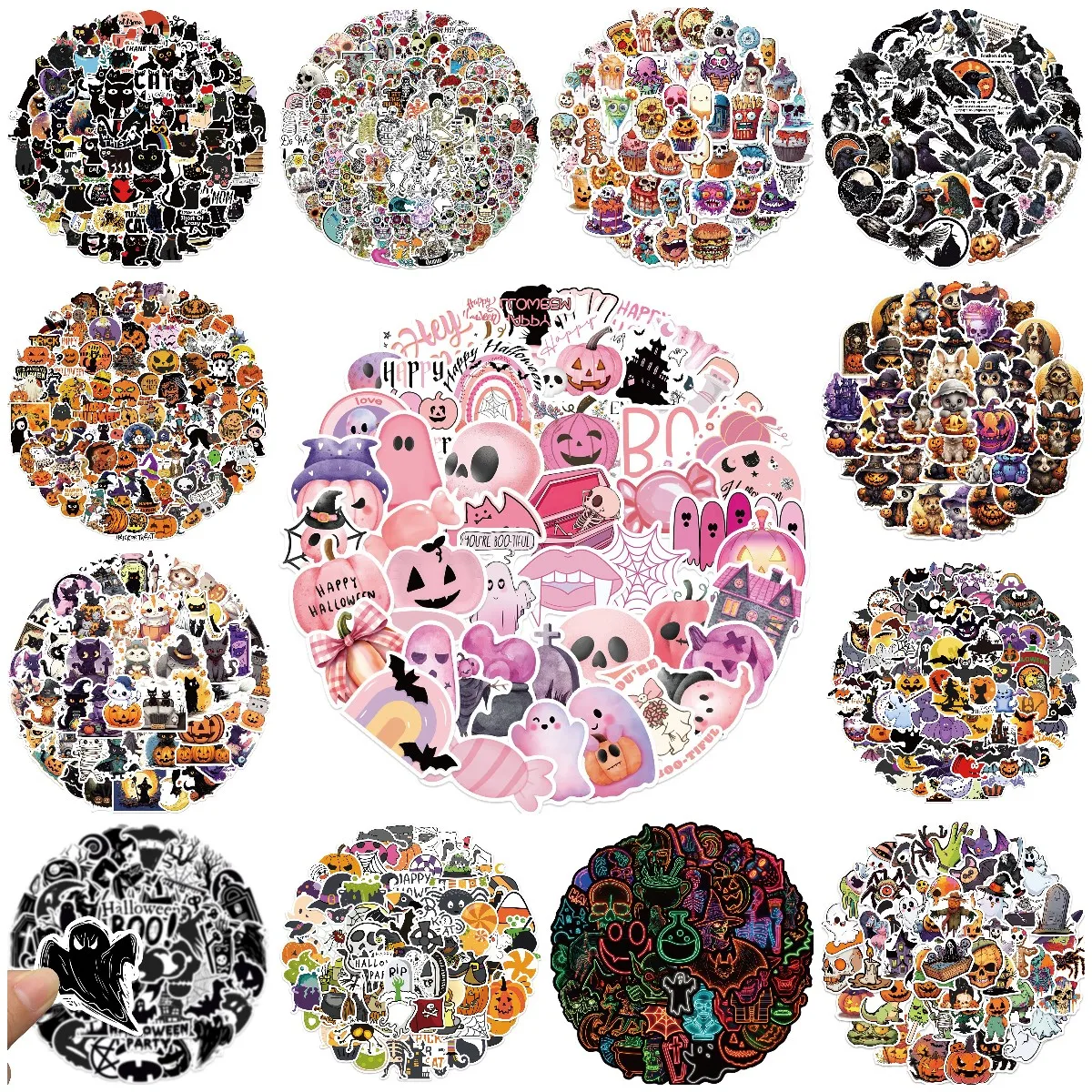 2024 yeni karikatür zombi gelin ve noel korku gece cadılar bayramı tema tatil su geçirmez çıkarılabilir bagaj grafiti çıkartmalar