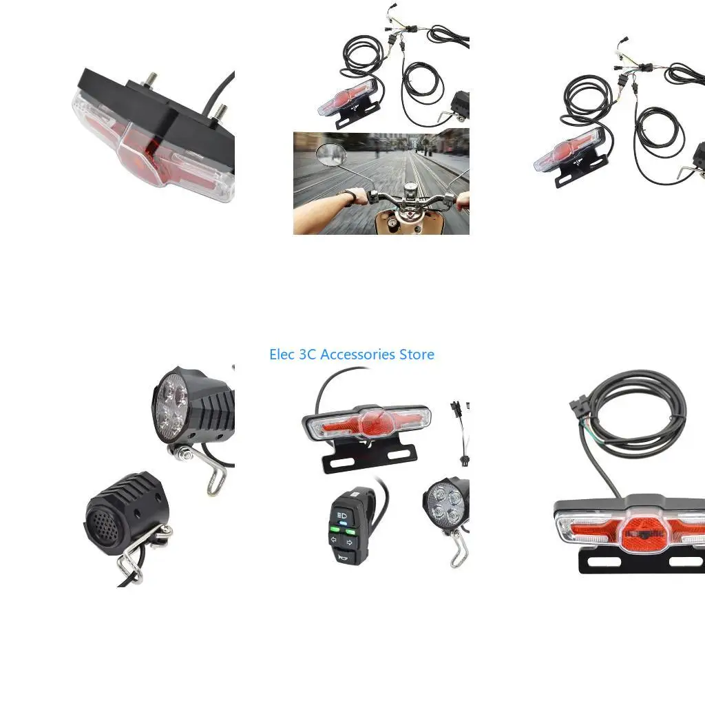 Y51A 1 Set Cycling Safety Light Set with Horn Front Headlight, and Turning Quick Insert and Play Installation