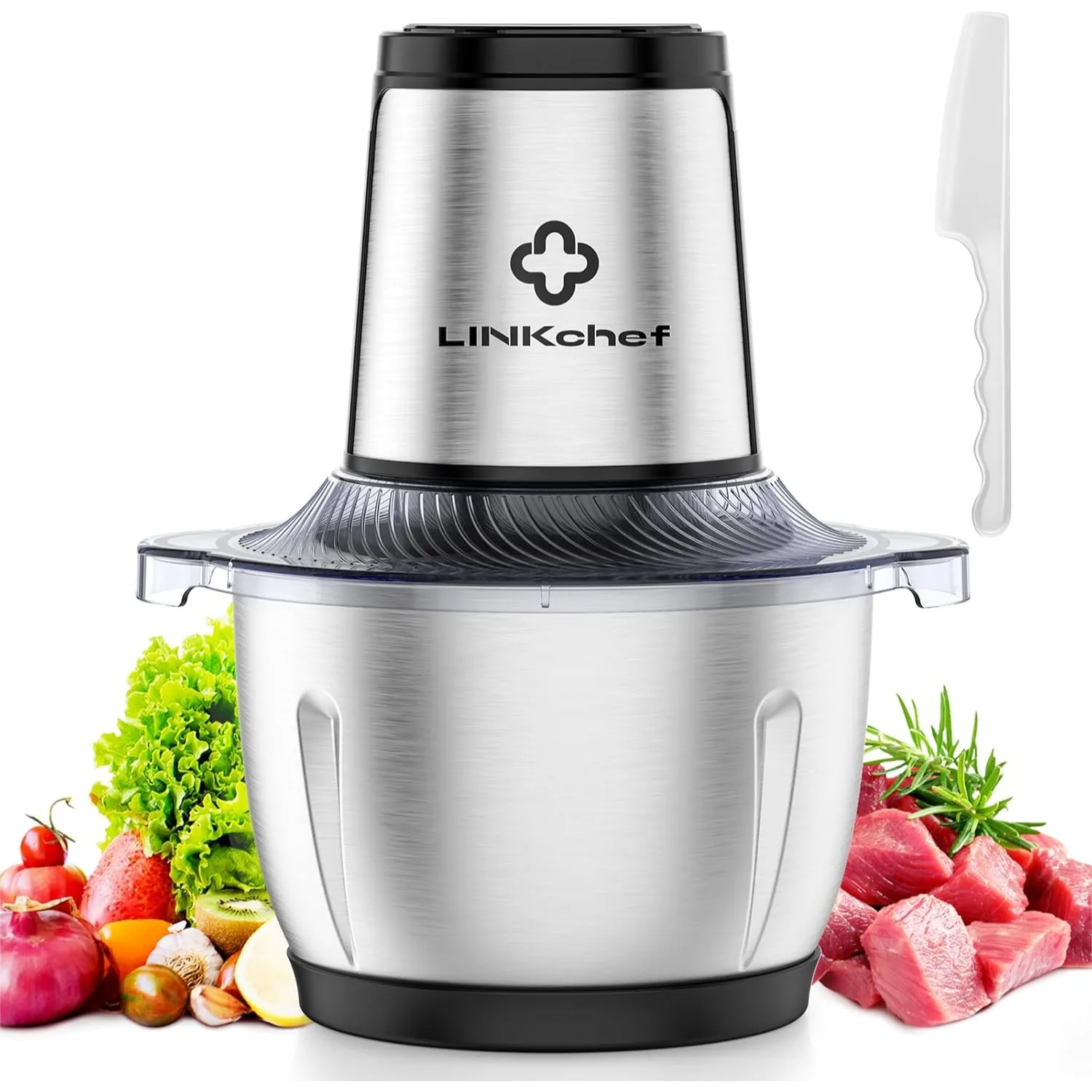 

6 Cup Food Chopper with Container, 250W Electric Meat Grinder for Home Use, Stainless Steel Mini Food Processor for Kitchen