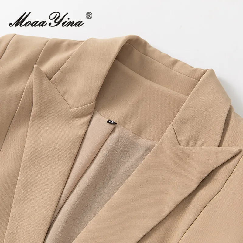 MoaaYina Autumn/Winter Fashion Women\'s Coat Long-sleeve Single-Breasted Flounced Edge Vintage Solid Color S-3XL Overcoat