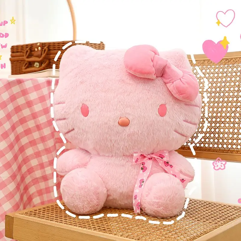 35Cm High Quality New Sakura Pink Hello Kitty Soft Plush Filling Bedding Decoration Pillow Couple Doll Children's Toy Gifts