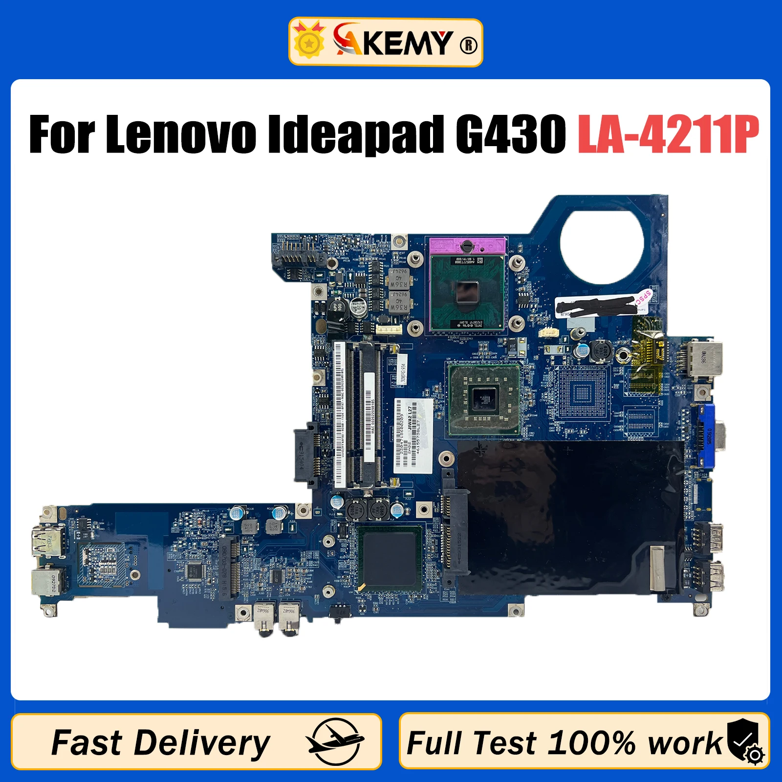 AKEMY Laptop Motherboard For Lenovo Ideapad G430 Mainboard LA-4211P GM45 DDR2 tesed