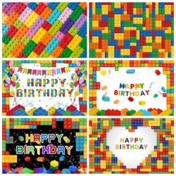 Colorful Building Blocks Backdrop Newborn Baby Shower Boy Birthday Party Decor Photography Background Photo Studio Shoots