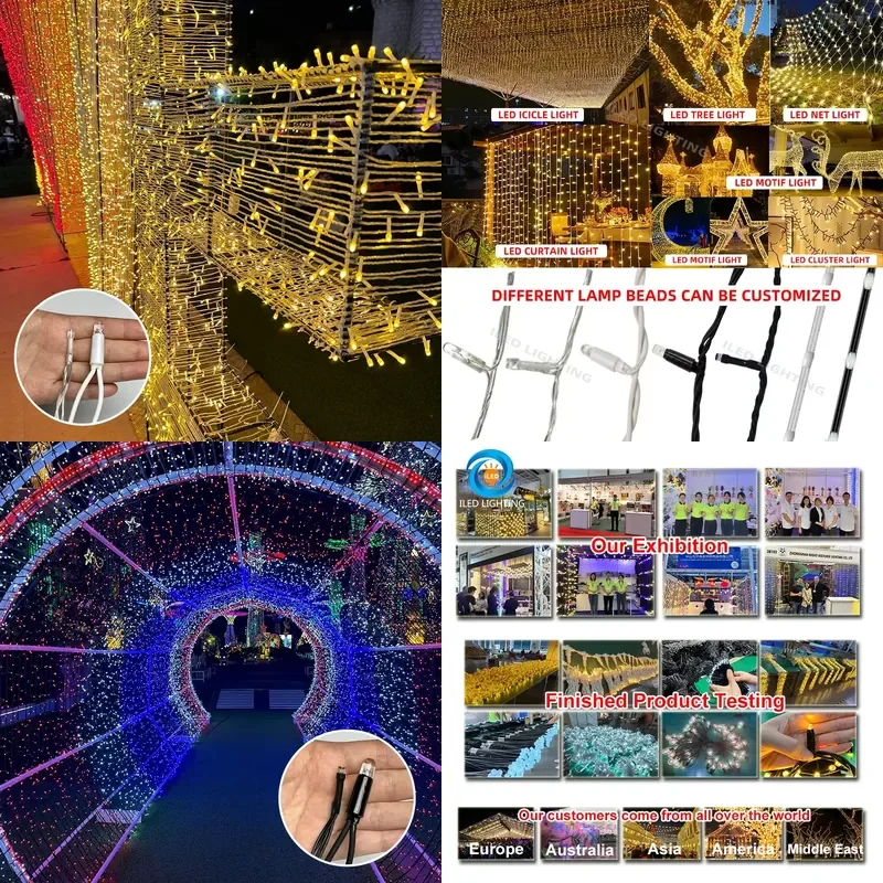 for 100M 1000LED Outdoor Christmas Tree Light 8 Mode Green Cable  String Light Waterproof Christmas Wedding Party
