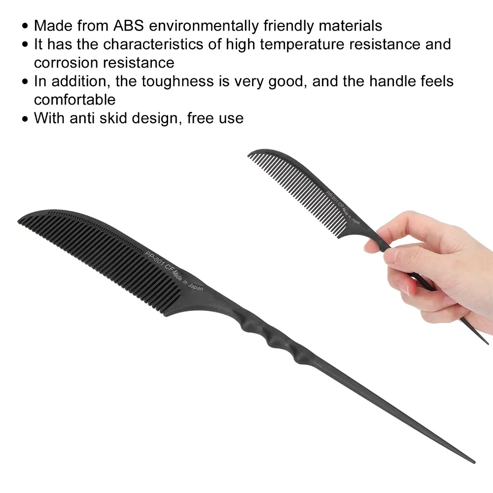 For Barber Styling Professional Tail Comb Fine Tooth Black Color Styling Comb Carbon Fiber Portable Hairdressing Comb Salon Use