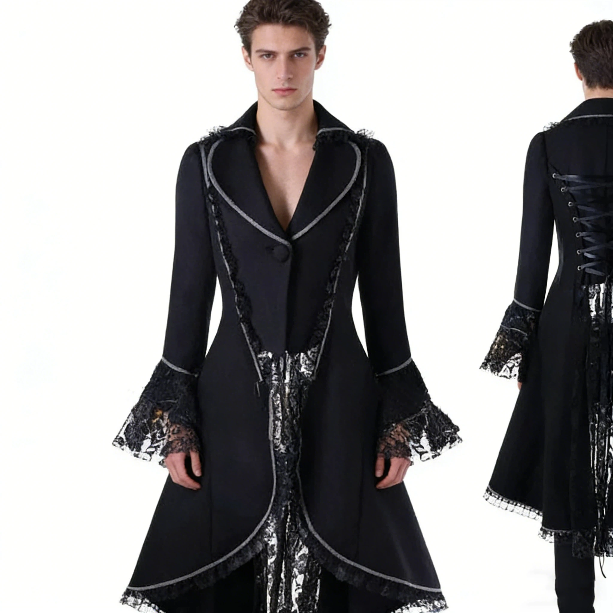 

Cosplay Medieval Steampunk Victorian Women Gothic Jacket Noble Court Vintage Dress Halloween Carnival Party Lace Costume