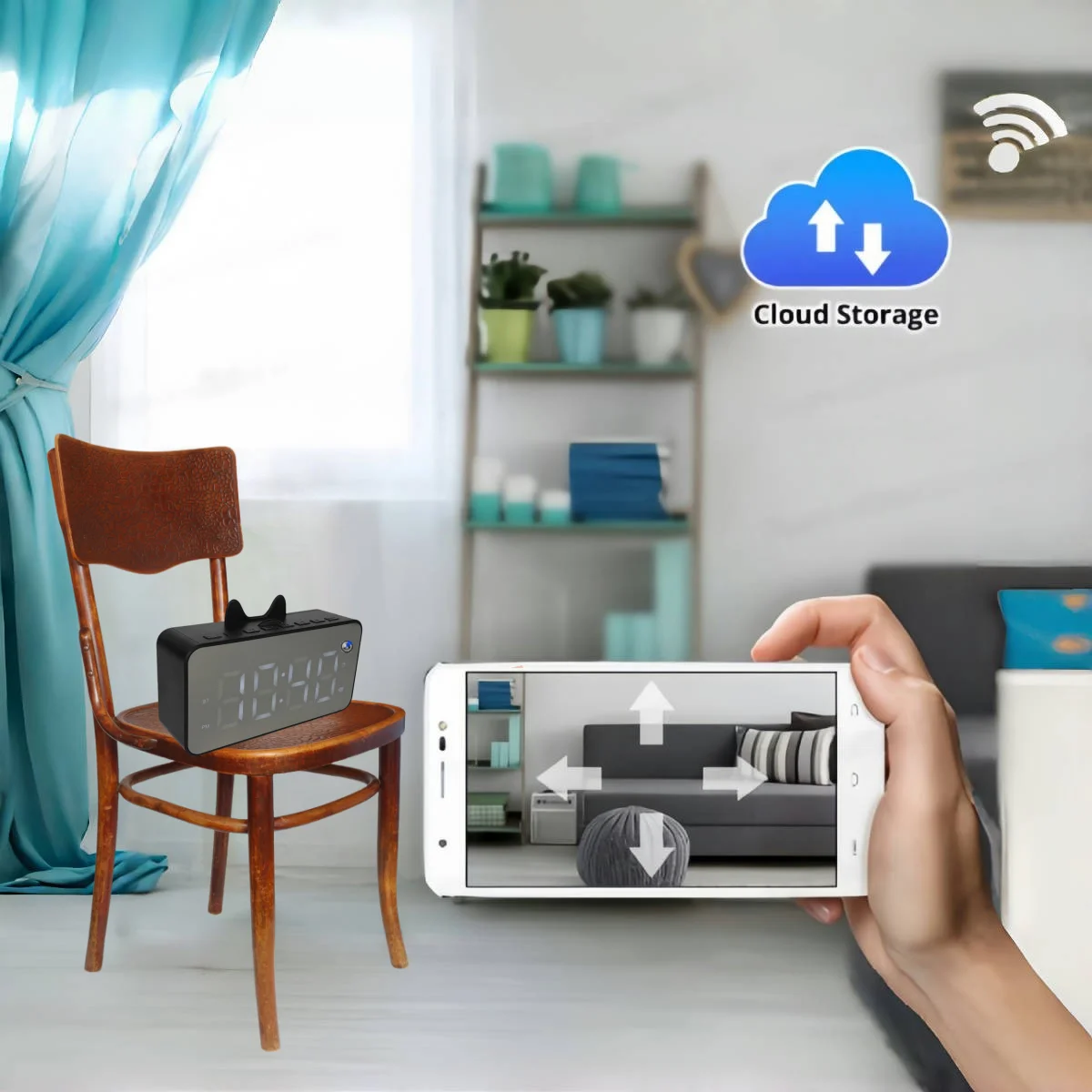 4K WiFi Alarm Clock Camera with Motion Detection, Bluetooth Speaker, Remote Viewing, Recording, App, Nanny Cam for Home Security