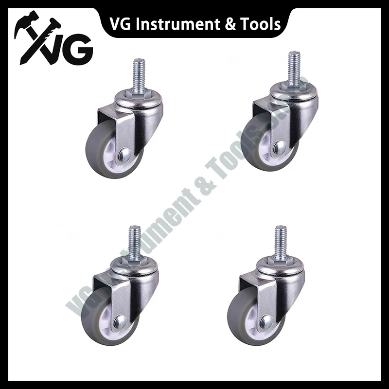 New 4 Pcs/Lot Casters 1 Inch Gray Tpe Screw Caster, M6 Silent Wheel, Diameter25mm Household Universal Wheel