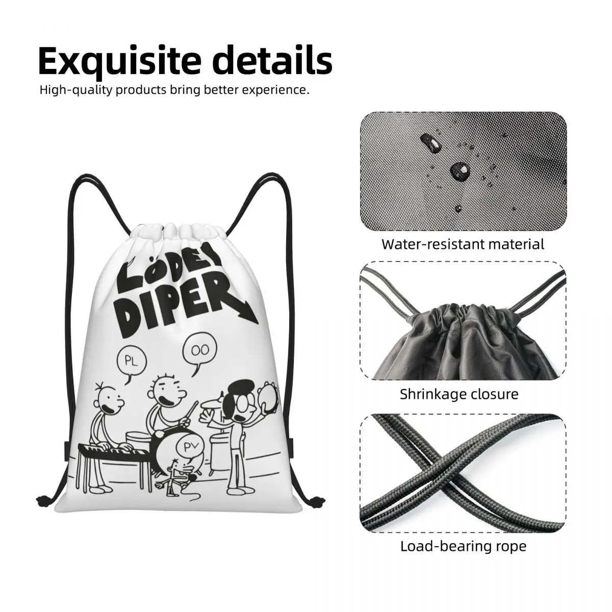 Sac à dos Rock Loded Diper pour enfants, bande de musique, proximité wstring, sacs de sport, sac de sport à cordes pour la randonnée