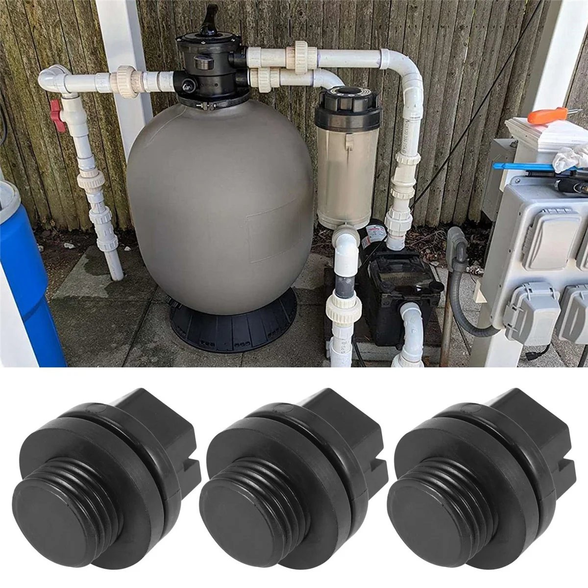 4 Pack Drain Plugs with O-Rings Pump Plug Pool Filters Replacement Pool Drain Pump Plug SPX1700FG for Hayward Pumps