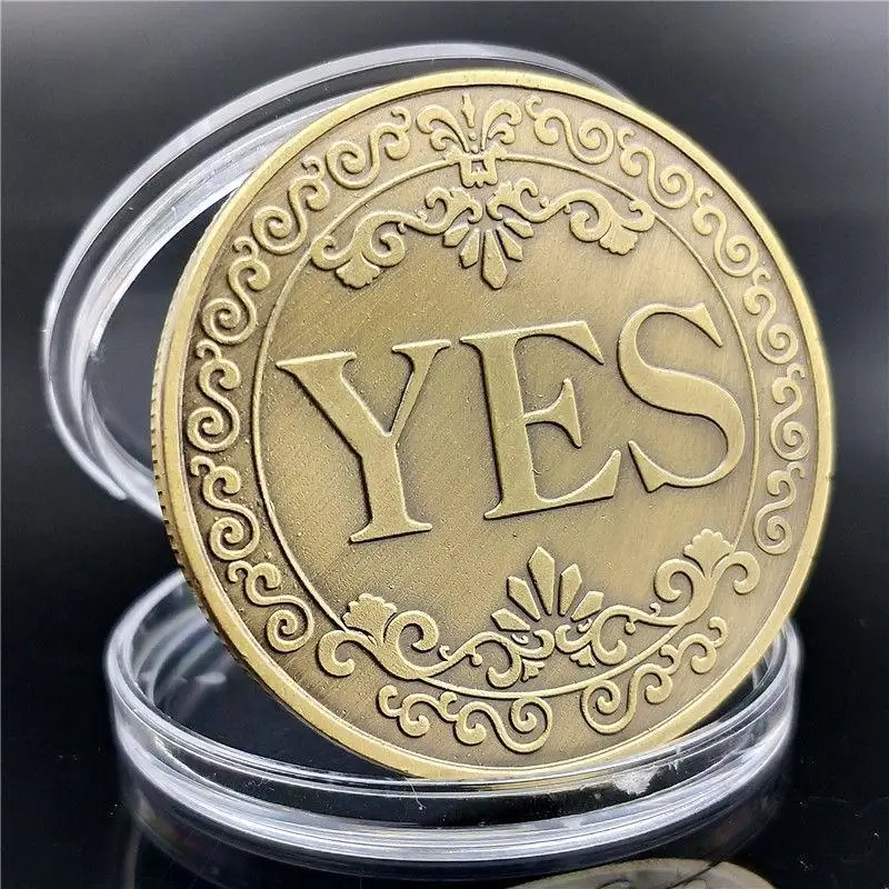 1PC Bronze Yes or No Commemorative Coin Souvenir Non-currency Coins Game Prop Challenge Coins Collection Decoration Crafts