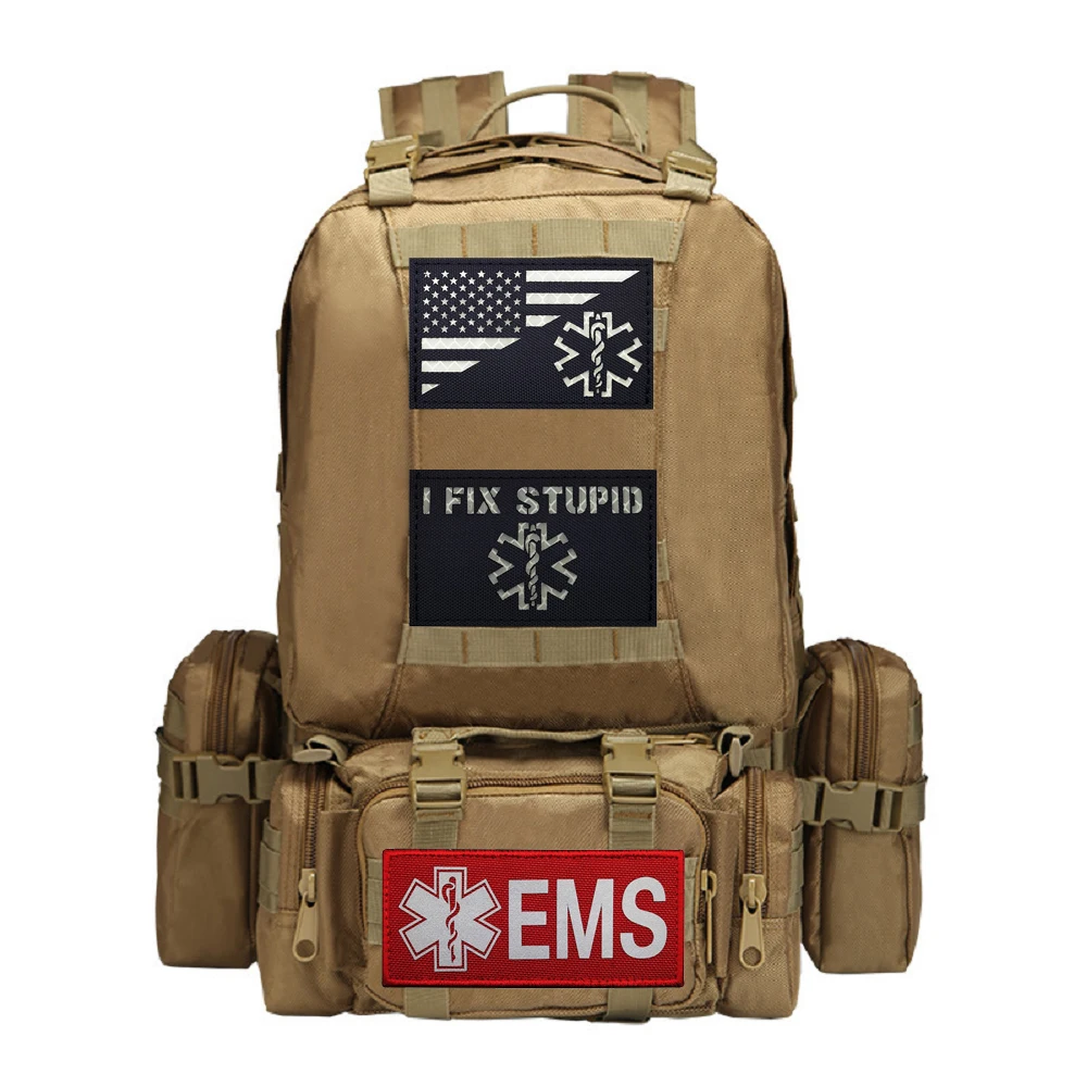 New IR Reflective EMT Letters EMS Rescue Medical Emergency Night Identification Armband Morale Backpack Patches