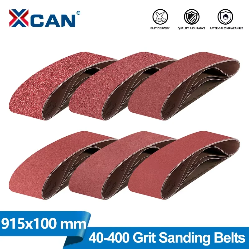 XCAN 5pcs 100x915mm Sanding Belts 4x36 inch Abrasive Belts 40-400 Grit Metal Polishing Sandpaper Abrasive Bands for Belt Sander