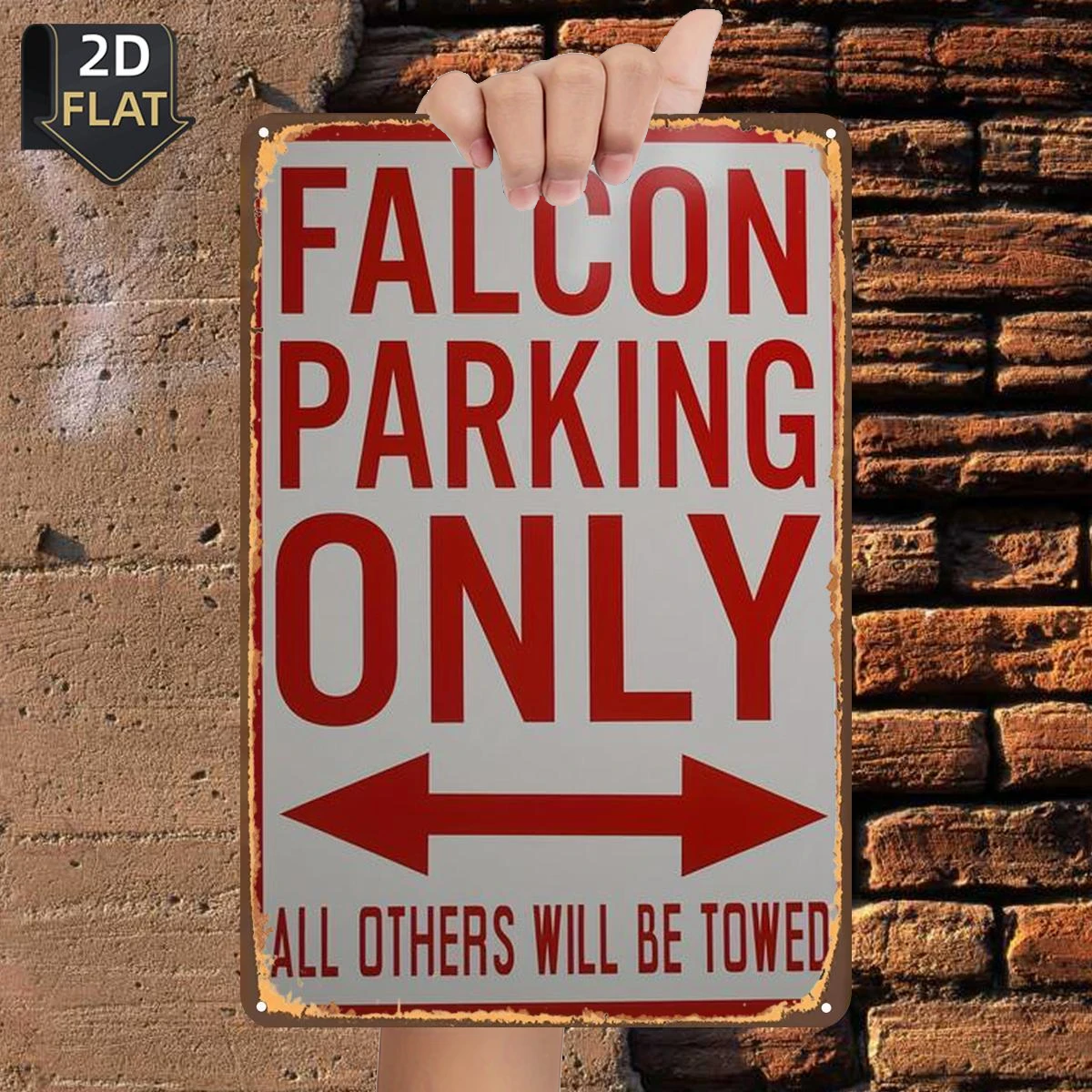 2D Flat 1pc, Falcon Parking Solely – All Others Will Be Towed, Metal Tin Sign, Size(8\